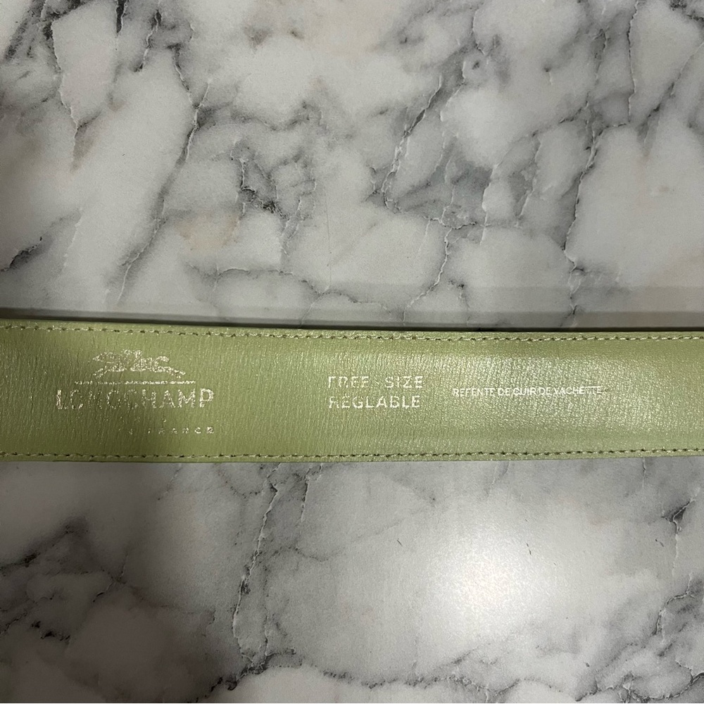 Vintage Longchamp Matcha Pistachio Green Leather Belt Free Size - Picture 6 of 6